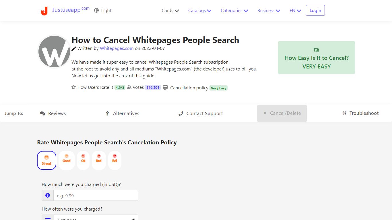 How to cancel Whitepages People Search subscription - 2022 - JustUseApp